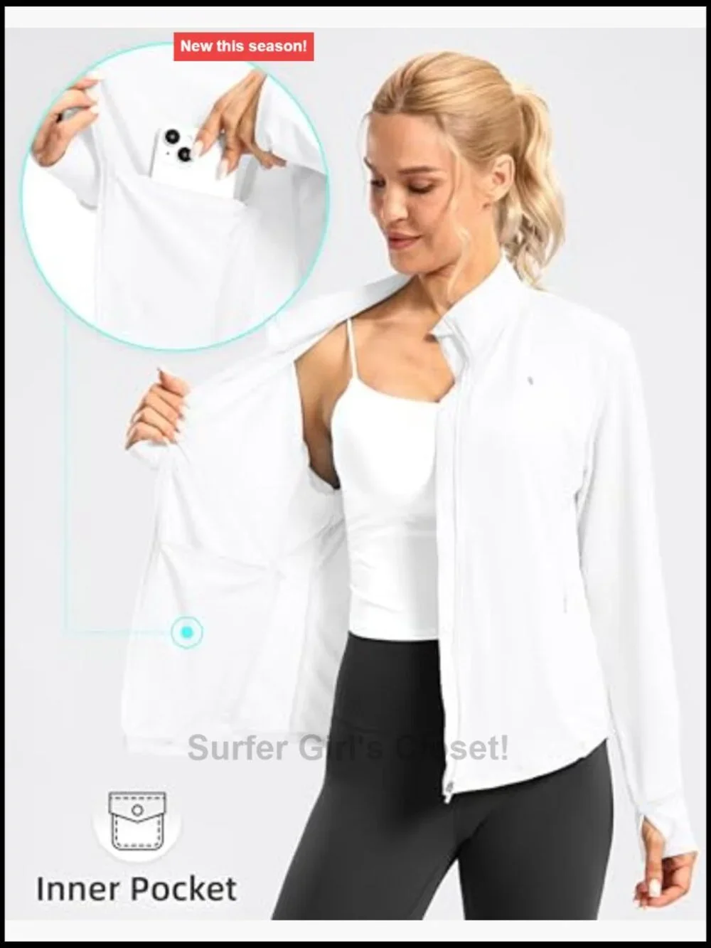 UPF 50+ Lightweight Athletic Jacket Sun Protection Zip Up Long Sleeve Running